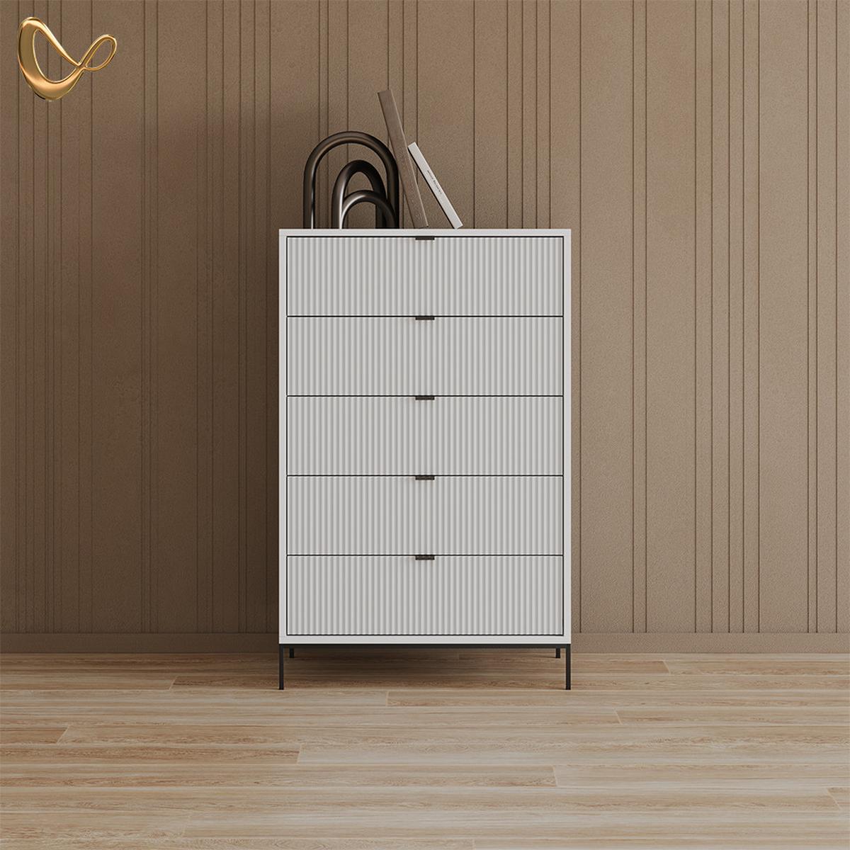 KOMMODE Aterno Weiß 76 x 120 cm mit 5 Schubladen - Weiß, Holzwerkstoff (76/120/42cm) - Livinity®