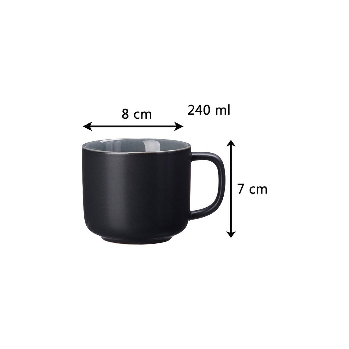 KAFFEETASSEN MIT UNTERTASSEN Jasper Schwarz 240 ml 4er Set - Schwarz, Keramik (15/9/15cm) - Ritzenhoff Breker