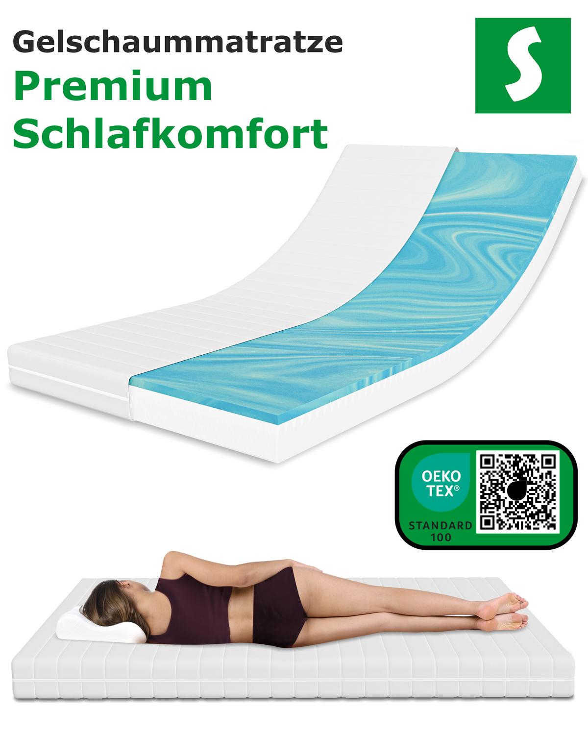 GELMATRATZE Höhe 15 cm 7-Zonen Kaltschaummatratze 120 x 200 cm - Weiß, Textil (120/200cm) - Schlaftroll
