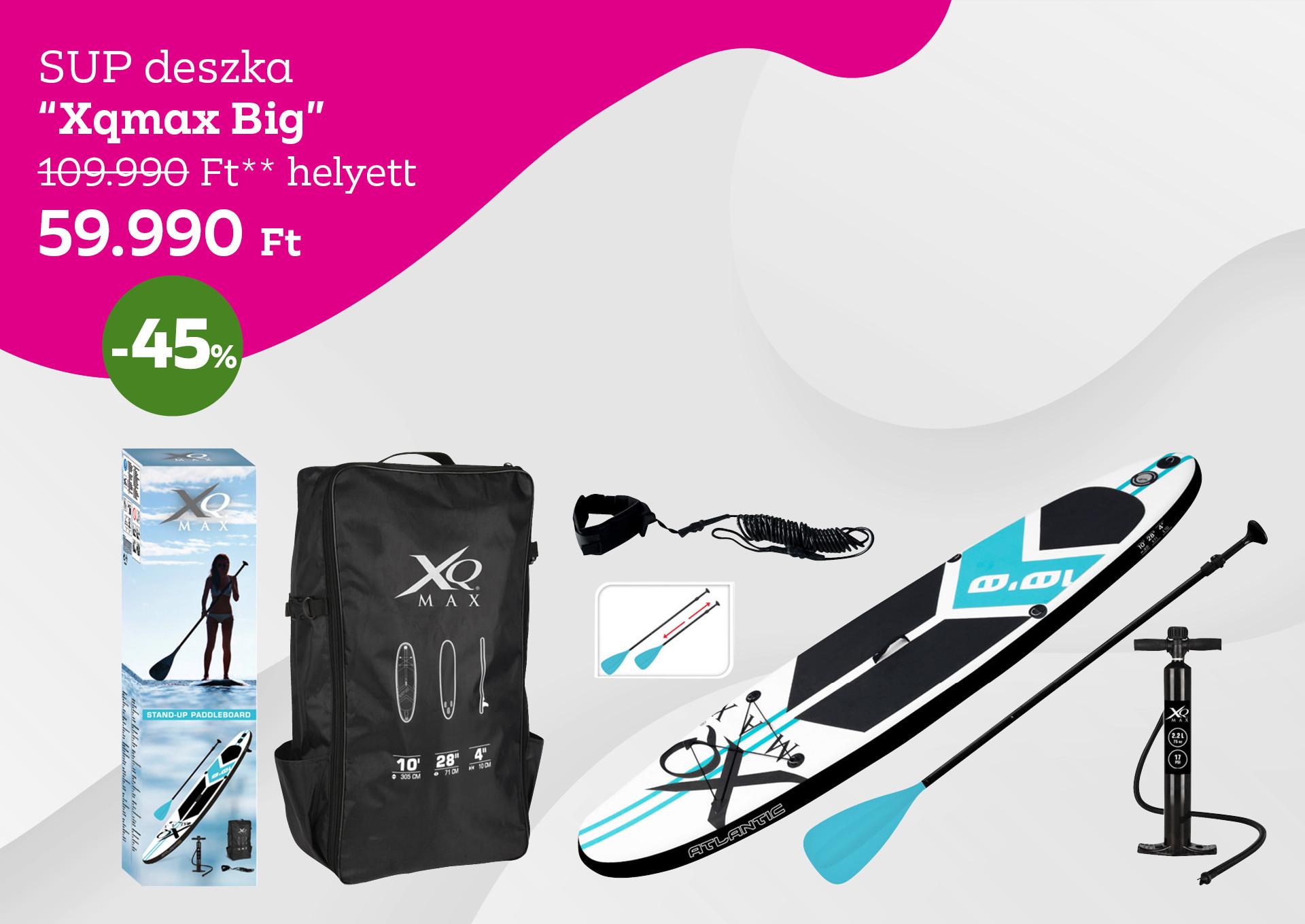 SUP deszka XQMAX BIG 109990 Forint helyett 59990 Forint, kedvezmény mértéke 45%