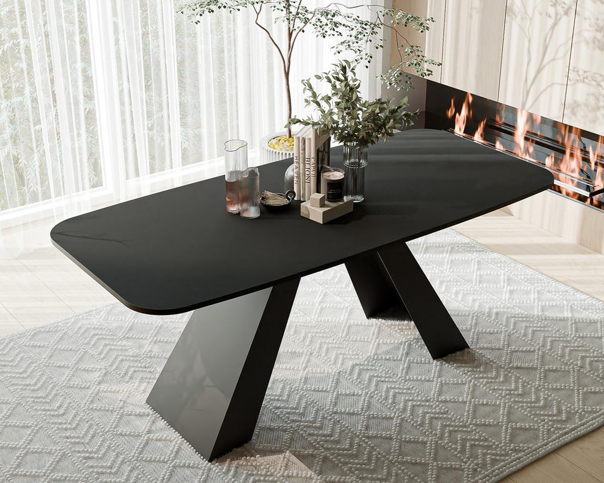 AUSZIEHTISCH ZENITH 180/90/76 cm mit Metallgestell, Schwarz - Schwarz, Holzwerkstoff/Metall (90/180/76cm) - Idohome