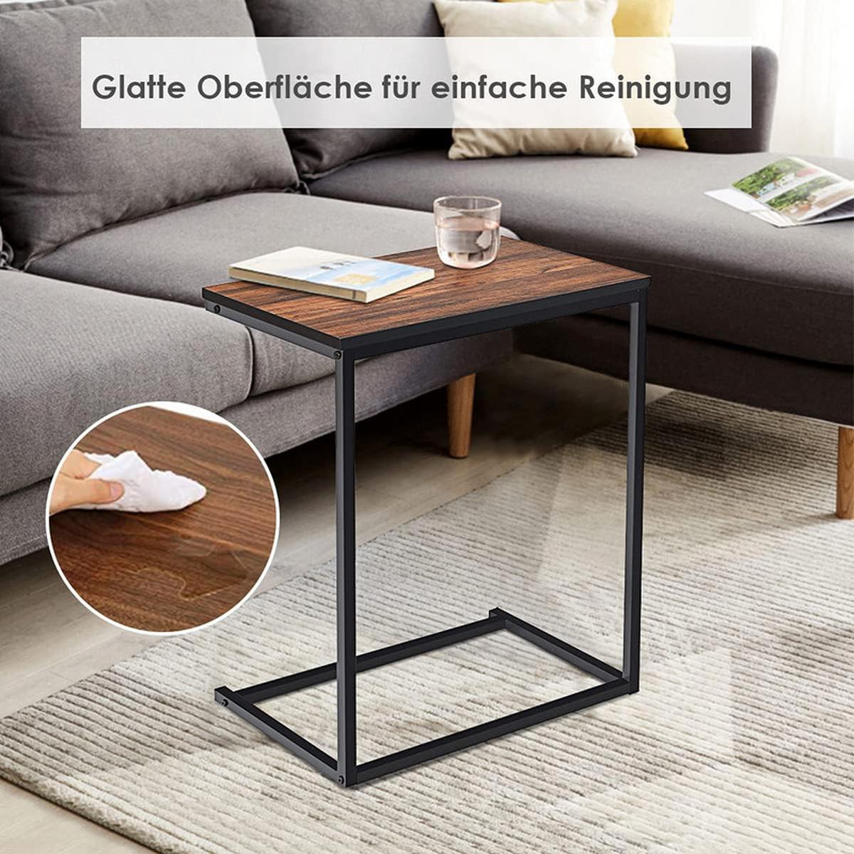 LAPTOPTISCH C-förmig hellbraun - Hellbraun, Metall (35/55/65cm) - COSTWAY