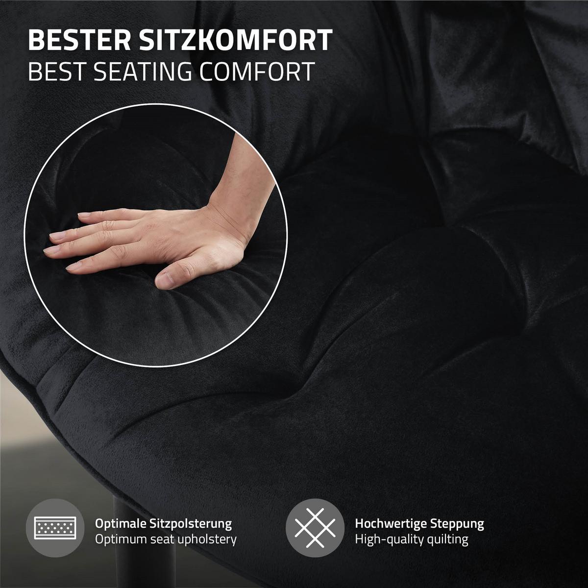 ESSZIMMERSTÜHLE 4er Set Anthrazit Samt - Schwarz, Metall (67/83/59cm) - ML-DESIGN