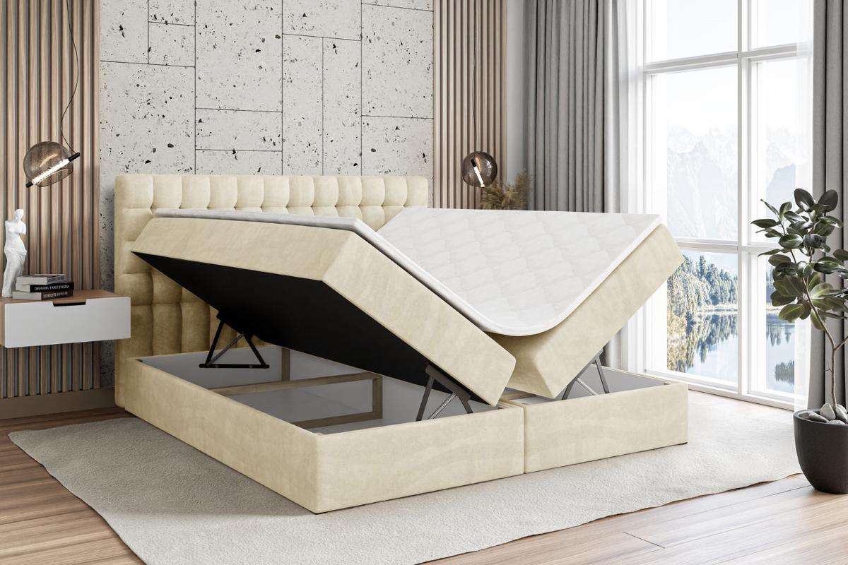 BOXBETT mit H3-Matratze und Lattenrost - VIONE - 140x200 Beige - Beige, Holzwerkstoff (140/200cm) - ALTDECOR