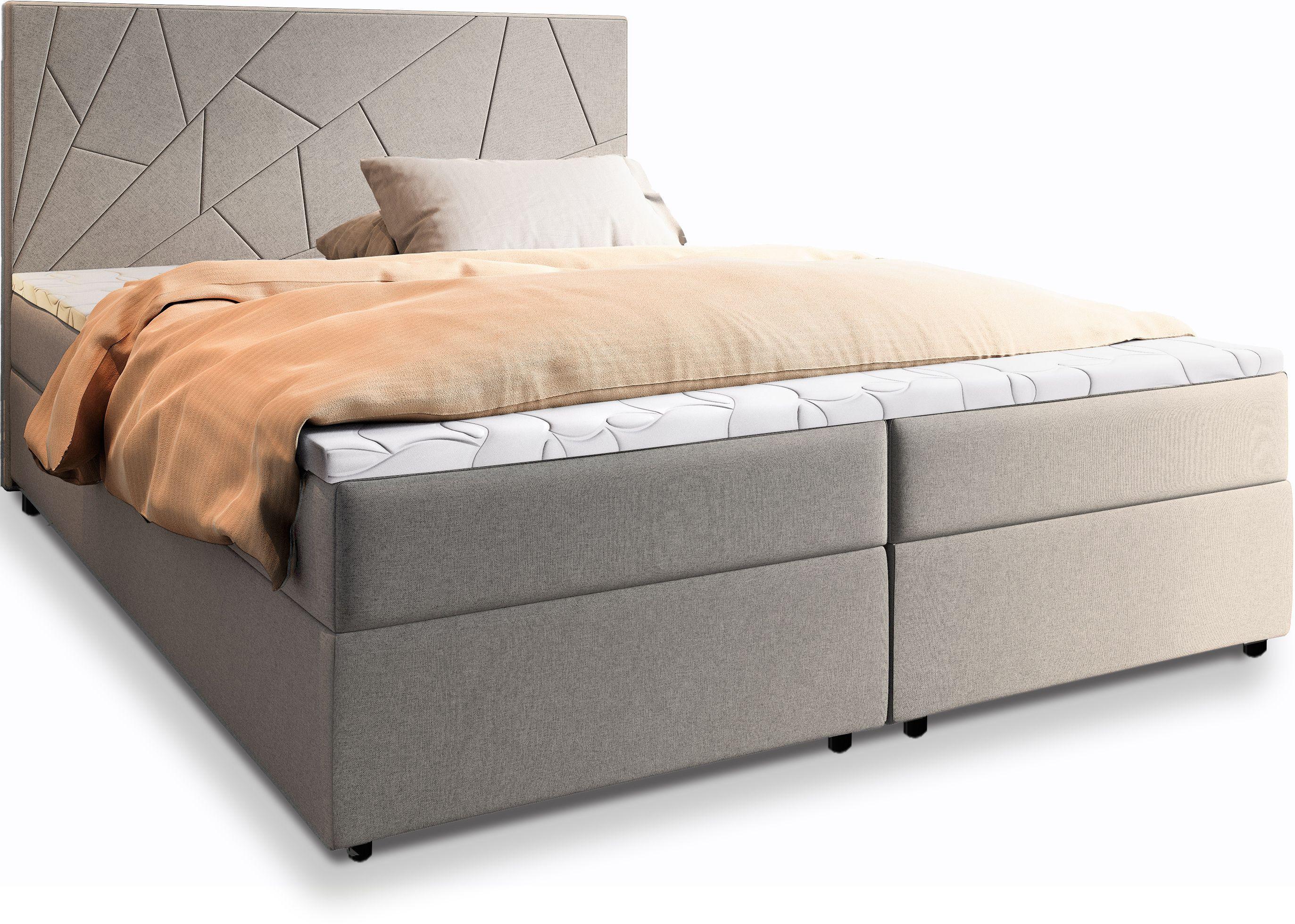 BOXBETT MADO 160x200 cm mit Matratze und Topper - Beige - Beige, Holz (160/200cm) - MASSENO
