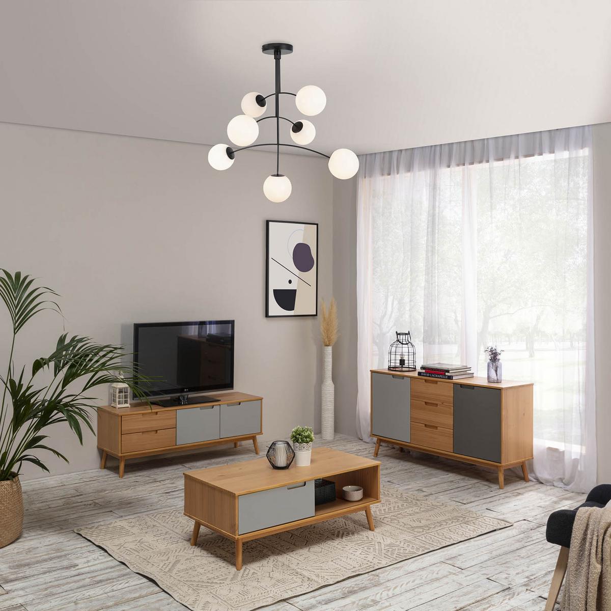 SIDEBOARD Bruce 3 Schubladen 2 Türen - Wildeiche, Holz (140/76/40cm)