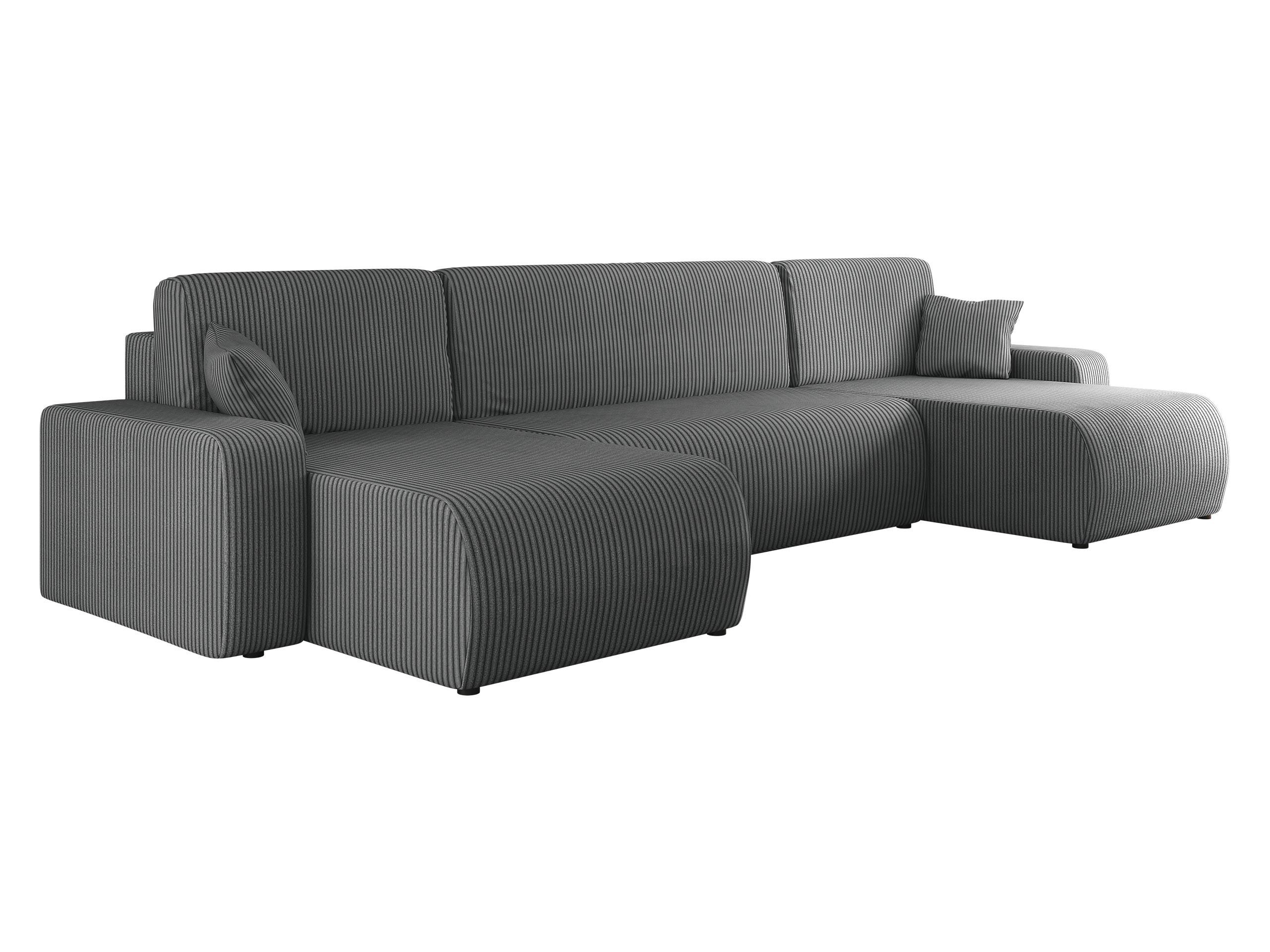 WOHNLANDSCHAFT Piano U Cord - Schwarz/Grau, Holz/Kunststoff (312/82/145cm) - MIRJAN24