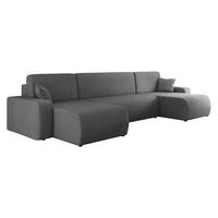 WOHNLANDSCHAFT Piano U Cord - Schwarz/Grau, Holz/Kunststoff (312/82/145cm) - MIRJAN24