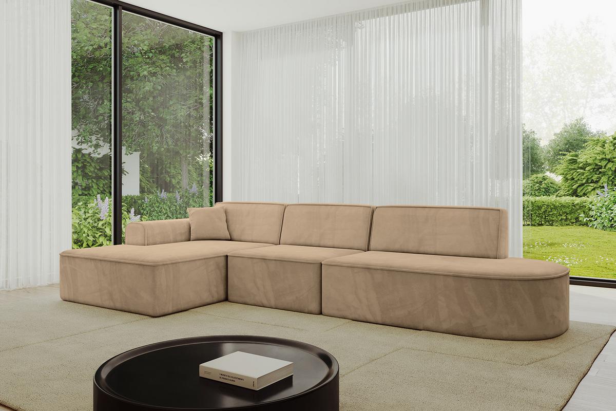 ECKSOFA Ottomane Links IREA-L2-v3 - 328x171x79 cm Beige - Beige, Holzwerkstoff/Textil (328/171cm) - ALTDECOR