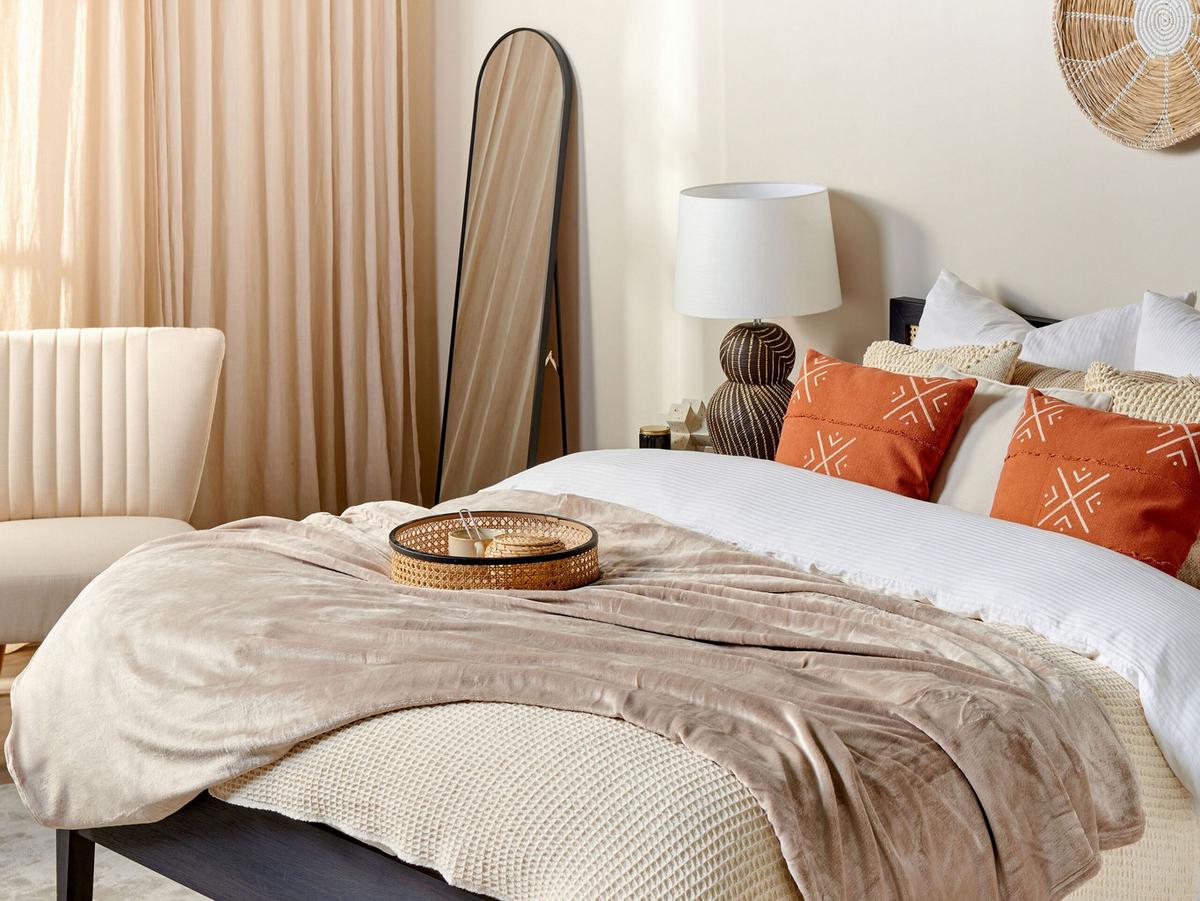DECKE Beige Bayburt 150/200 cm - Beige, Textil (150/200cm) - Beliani