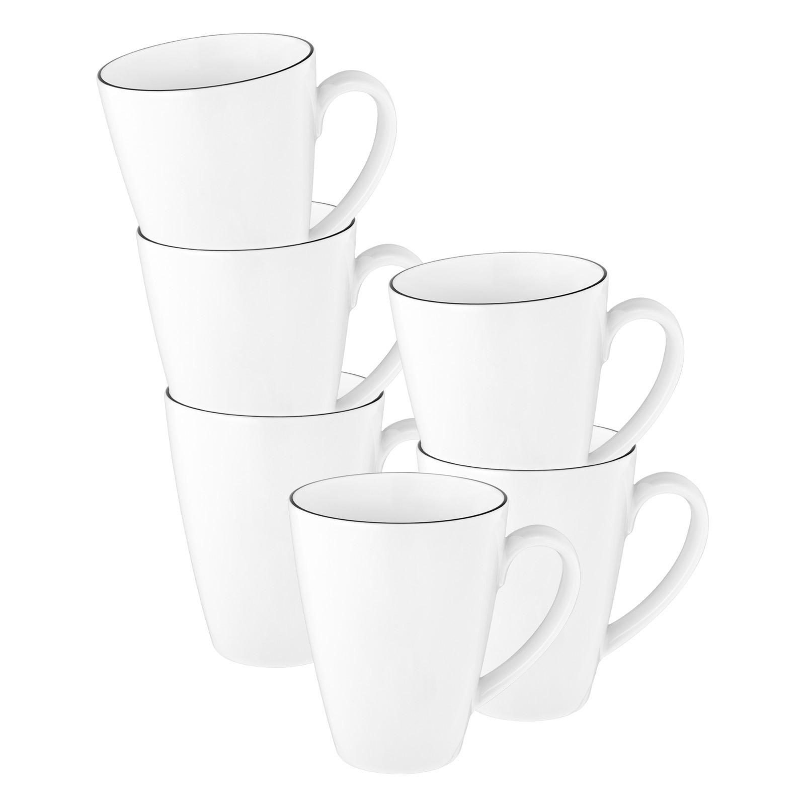 KAFFEEBECHER TAMBEL Lido Black Line weiß 350 ml 6er Set - Weiß, Keramik (0.35L) - Seltmann Weiden
