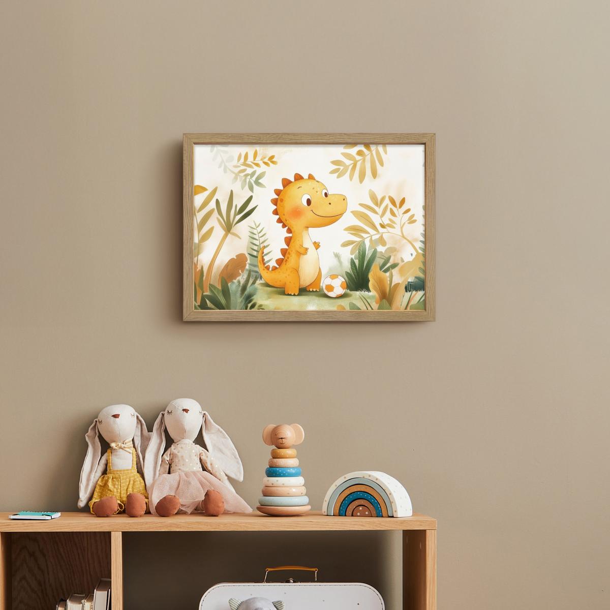 WANDLEUCHTE MIT AKKU Dino - Fußball - Orange 40x30 cm - Beige, Holzwerkstoff (40/30/8cm) - OnlyWow