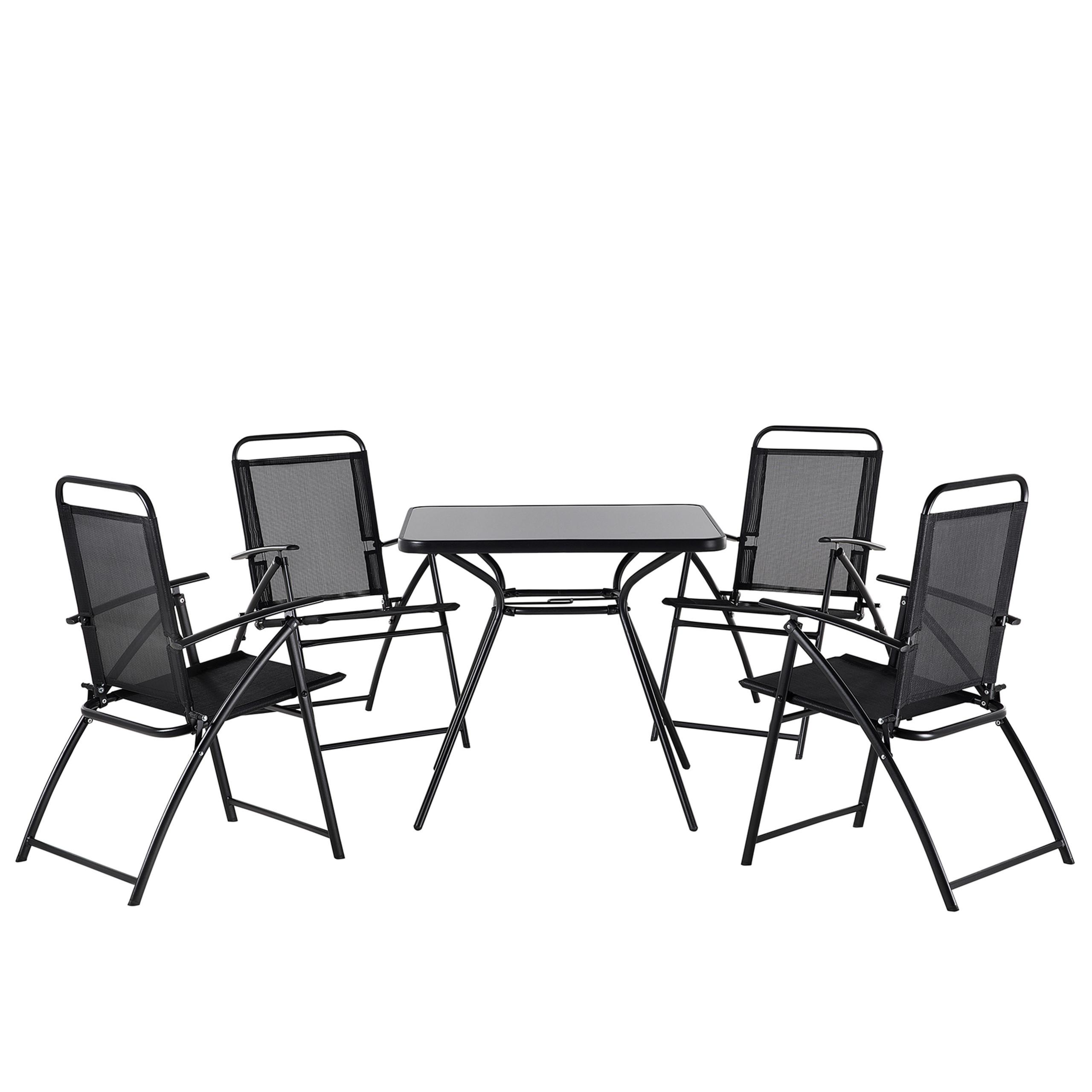 GARTENMÖBEL SET 4-Sitzer Stahl schwarz Livo - Schwarz, Metall - Beliani