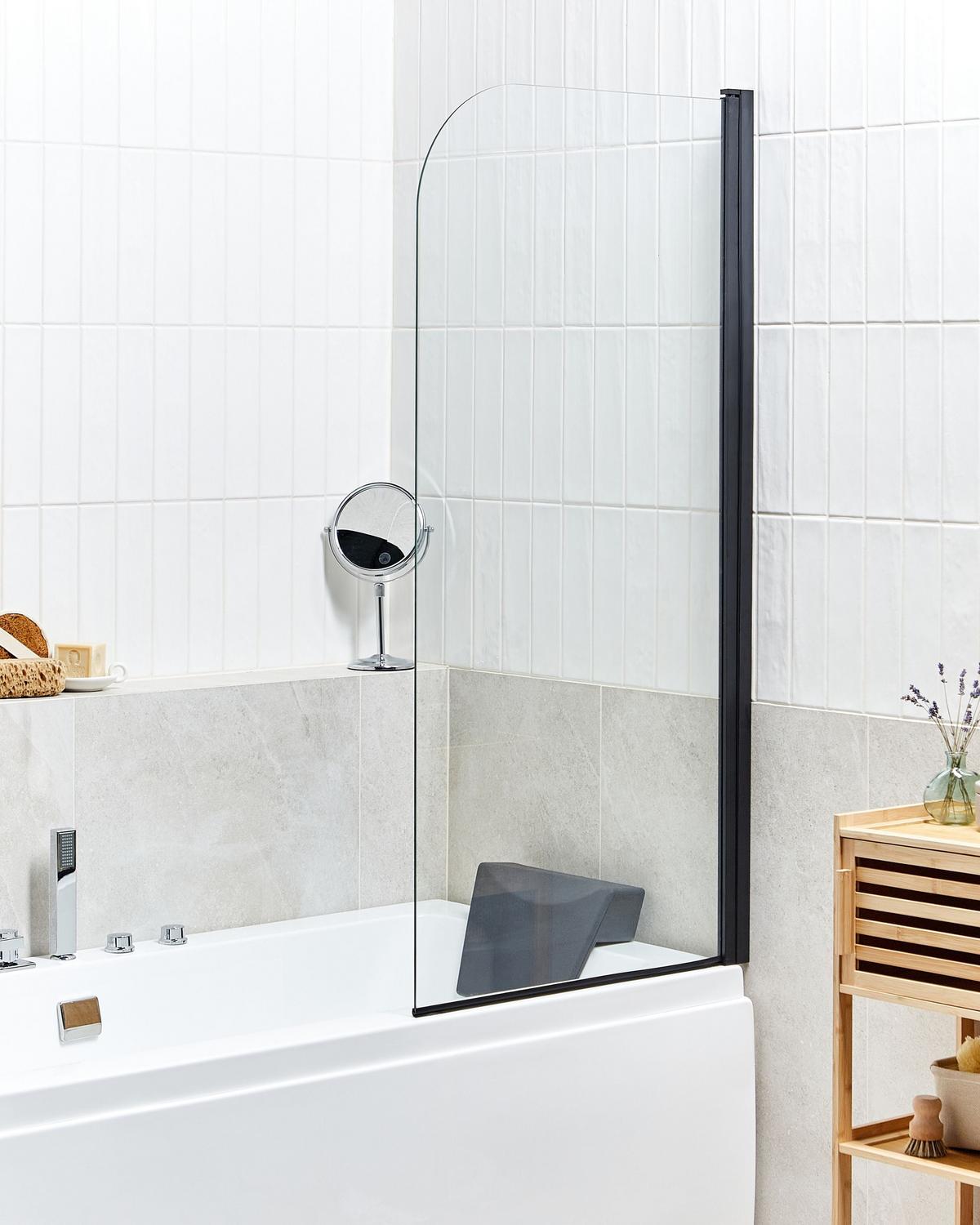 BADEWANNENAUFSATZ 140/70 cm Schwarz Lapan - Transparent, Glas (70/140cm) - Beliani