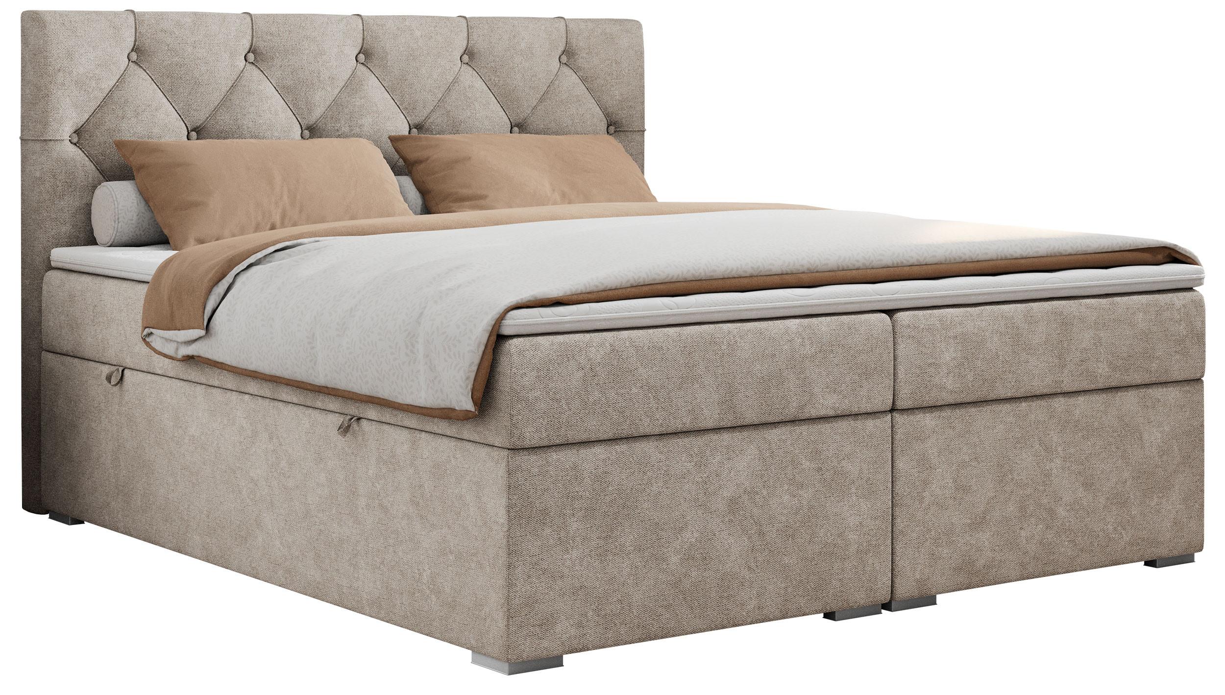 BOXBETT ALDA 140/200 Beige Struktur - H4 - Beige, Holz/Textil (140/200cm) - MKS