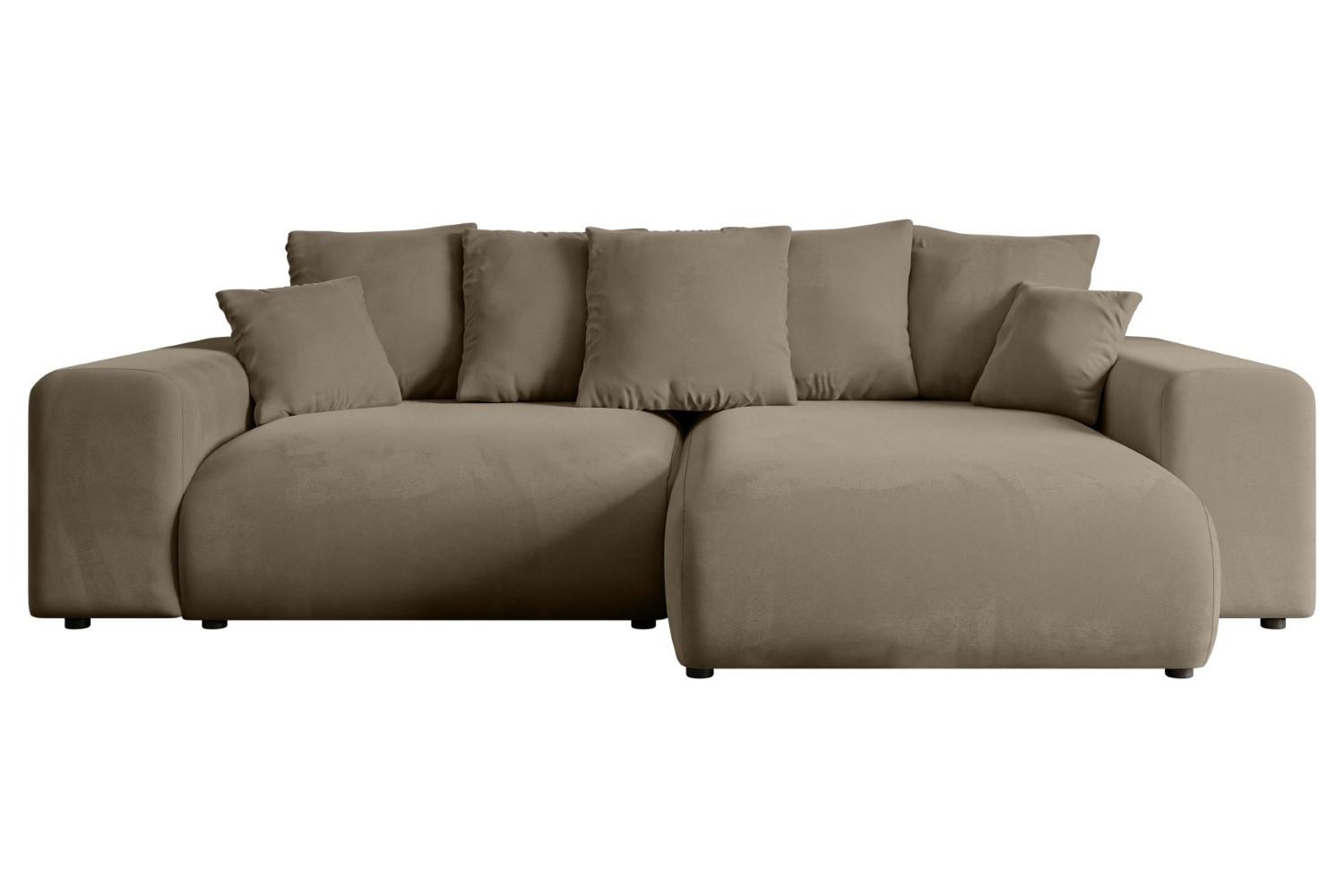 ECKSOFA Ottomane rechts ESKAR-L 266x176x72 Braun Velours - Schwarz/Braun, Holzwerkstoff/Kunststoff (176/266cm) - ALTDECOR