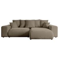 ECKSOFA Ottomane rechts ESKAR-L 266x176x72 Braun Velours - Schwarz/Braun, Holzwerkstoff/Kunststoff (176/266cm) - ALTDECOR
