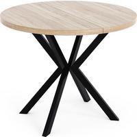 ESSTISCH Valeo runder ausziehbarer, Sonoma Eiche 120-200/120/76 cm - Schwarz/Sonoma Eiche, Holzwerkstoff/Metall (200/120/76cm) - WFL GROUP