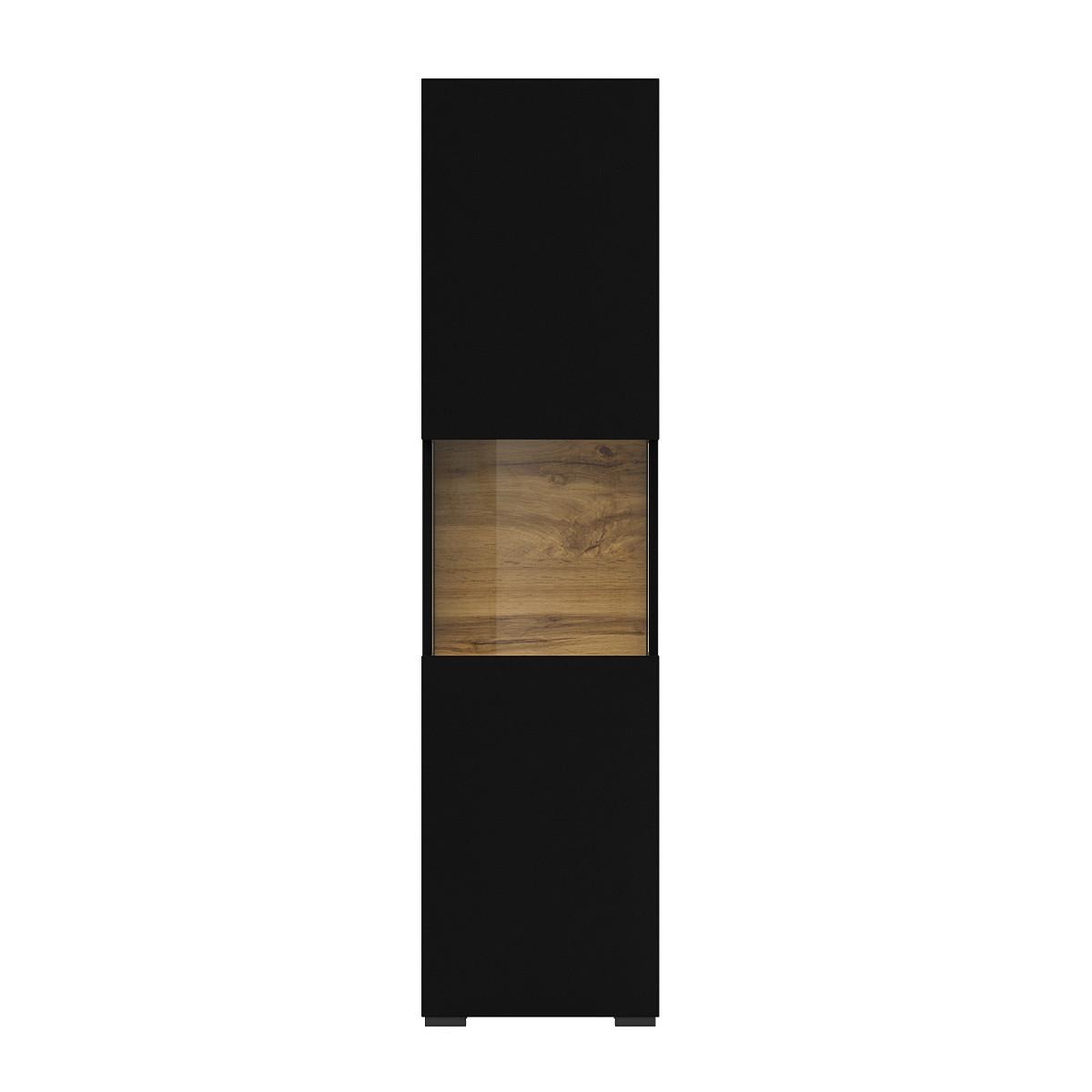 VITRINE Glora Schwarz und Holz - Schwarz, Holzwerkstoff (36/140/30cm) - Petits-meubles