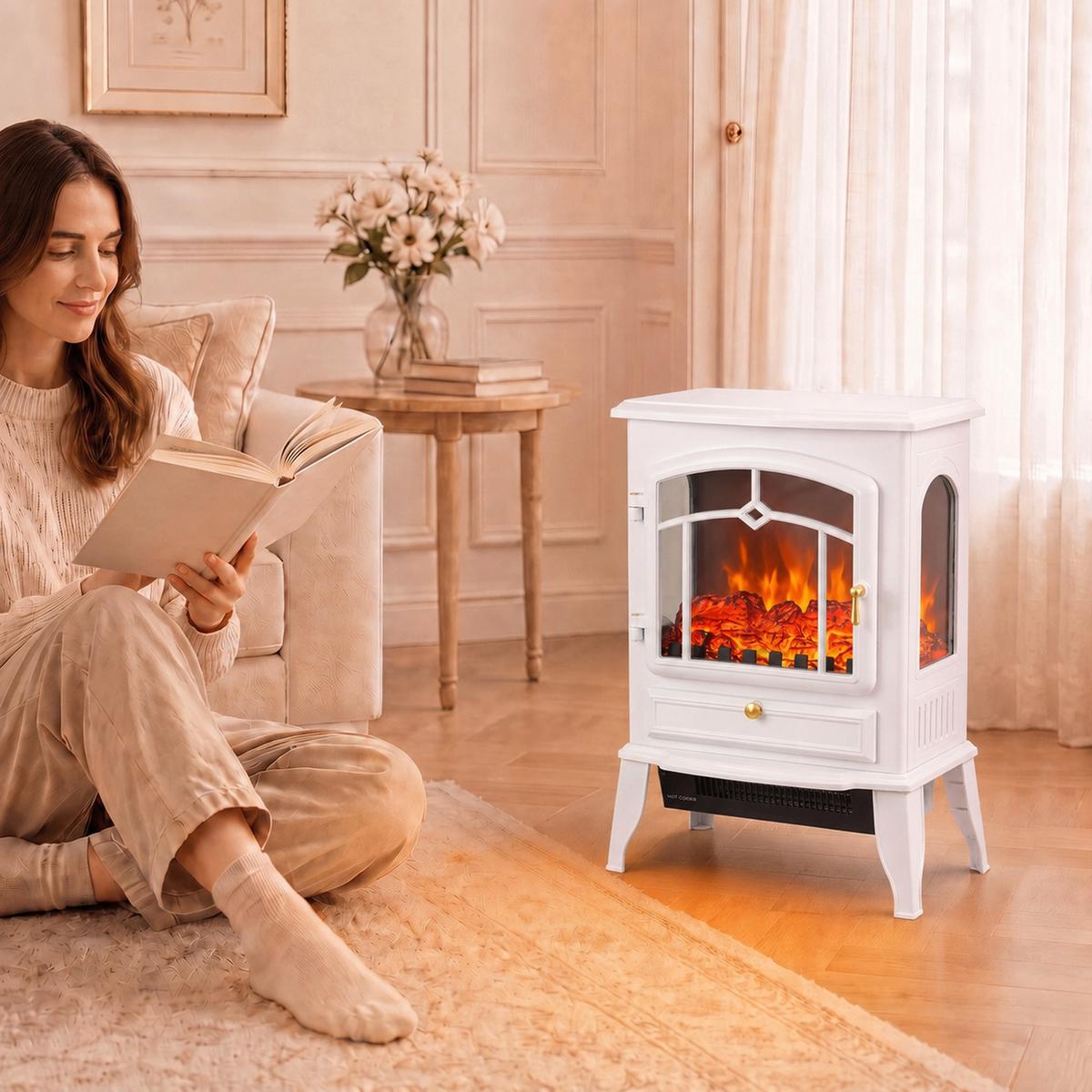 ELEKTRISCHER-KAMIN Verzinktes Stahlblech ABS Weiß - Weiß, Kunststoff/Metall (24/57/39cm) - HOMCOM