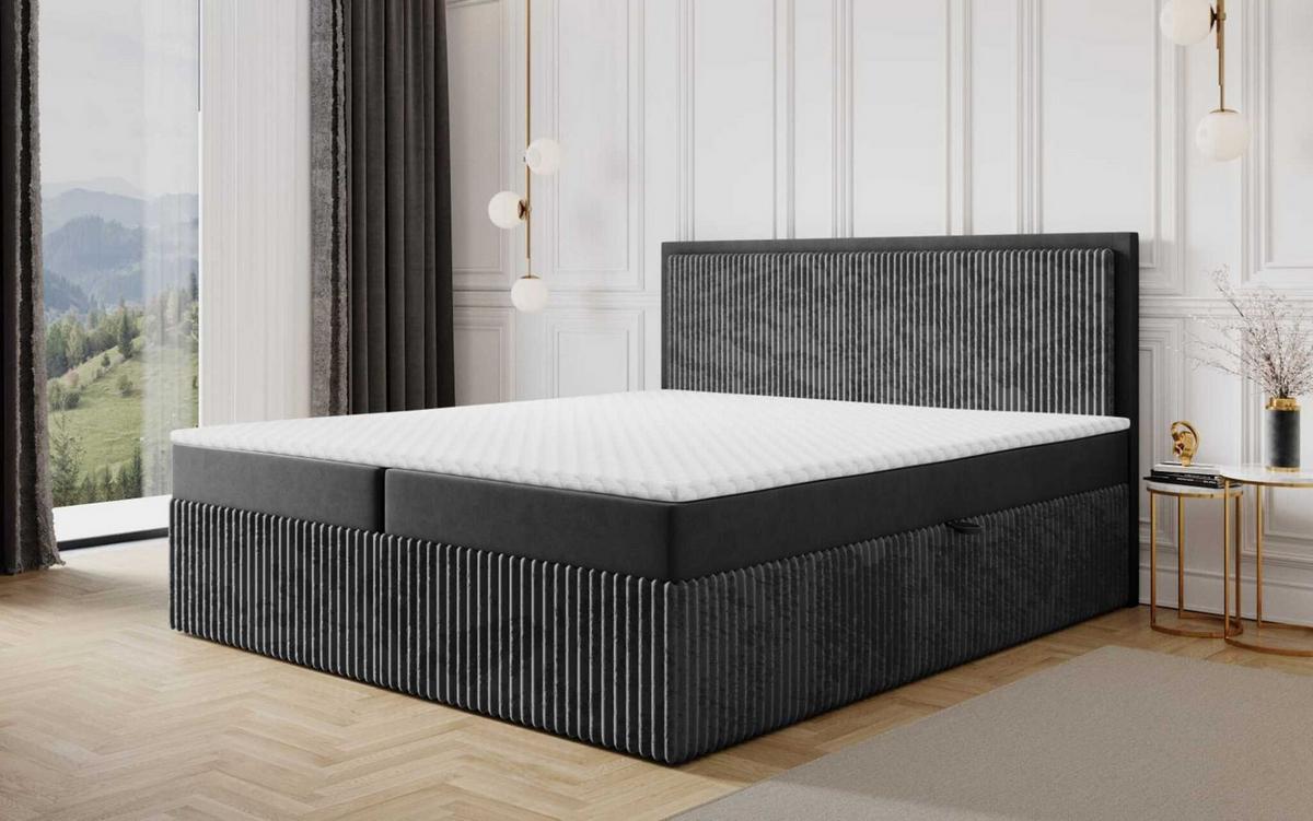 BOXBETT Hidis In In überlänge - Anthrazit, Holzwerkstoff/Textil (140/220cm) - Fun Möbel