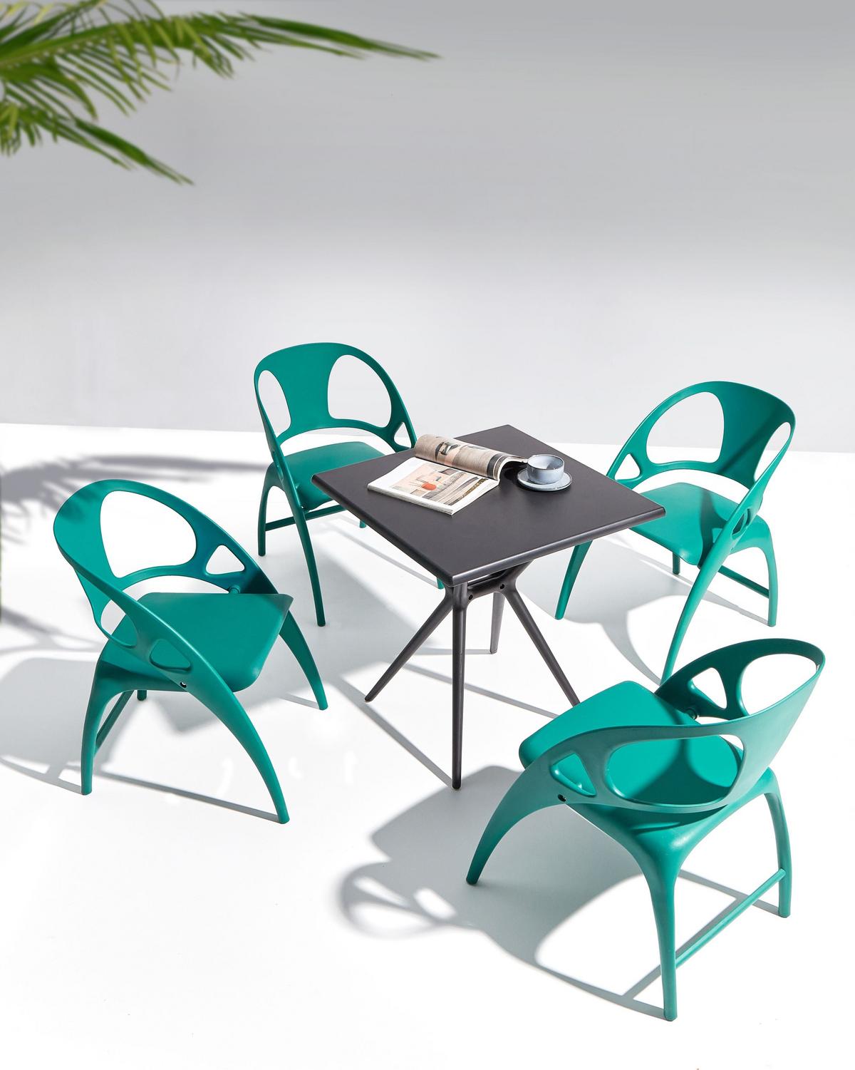 GARTENSTUHL 4er-Set Blaugrün Nemi - Grün, Kunststoff (59/80/53cm) - Beliani