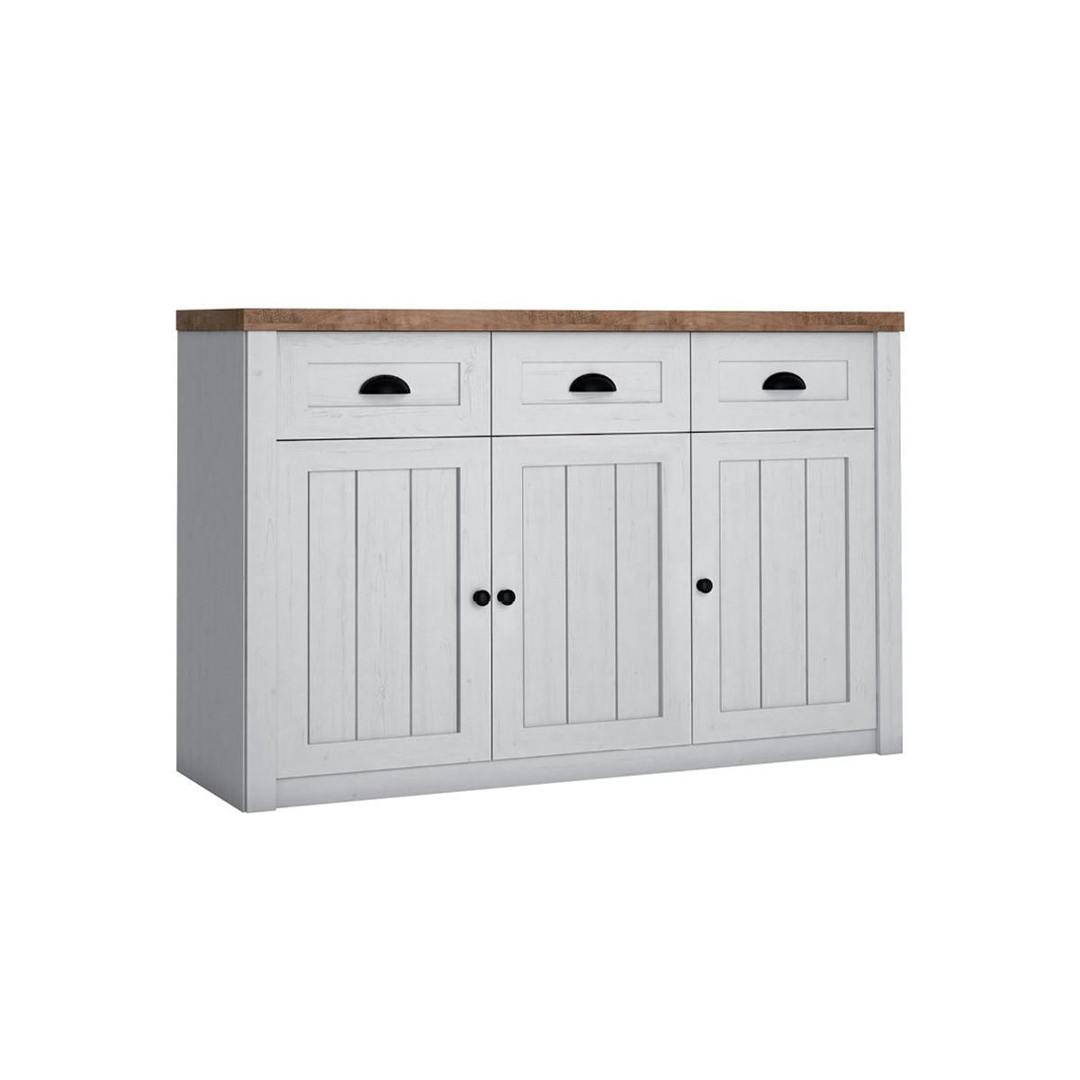 SIDEBOARD Léandre Weiß und Holz - Weiß, Holzwerkstoff (130.2/87.3/43.3cm) - Petits-meubles