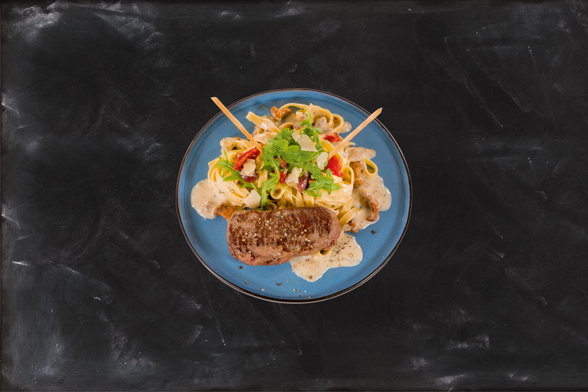 Tagliatelle Funghi mit 150g Lady-Steak