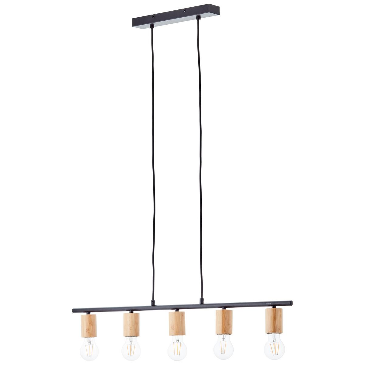 PENDELLEUCHTE Kerry 99713/76 - Schwarz, Holz (5/80/113cm) - Brilliant
