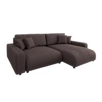 ECKSOFA Emma Dunkelbraun Cord - Ottomane rechts - Dunkelbraun, Textil (234/170cm) - S-Style Möbel