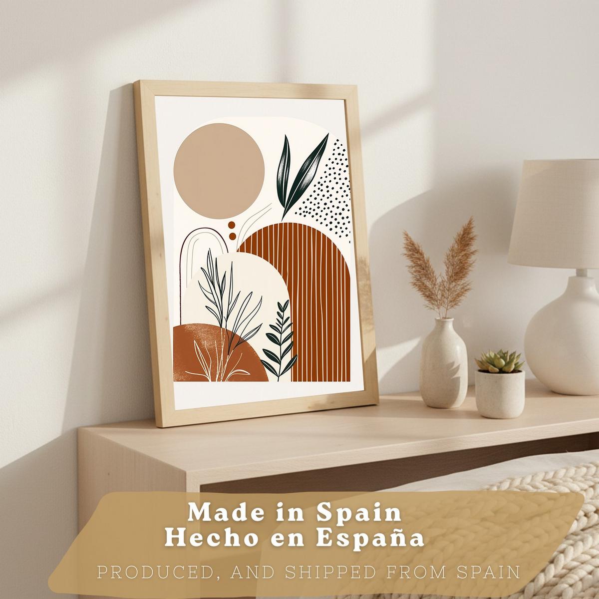 POSTER 3er Kunstdruck-Set Wandbilder Abstrakt Floral modern Wohnzimmer Deko, Schlafzimmer, Küche, Badezimmer Rahmenlos A3 - Beige, Papier (29.7/1/42cm) - Nacnic