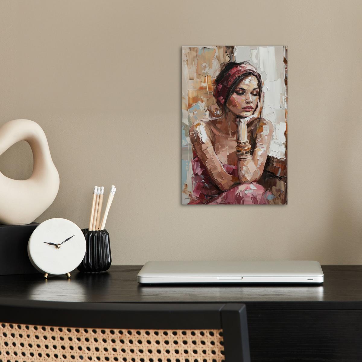 POSTER Frau - Lackierung - Porträt - Modern Room Decor 20x30 cm - Altrosa, Papier (20/30/0.1cm) - MuchoWow