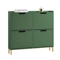 SCHUHSCHRANK mit 4 Klappen, Dunkelgrün 100x91x19cm - Dunkelgrün, Holzwerkstoff/Metall (100/91/19cm) - SoBuy