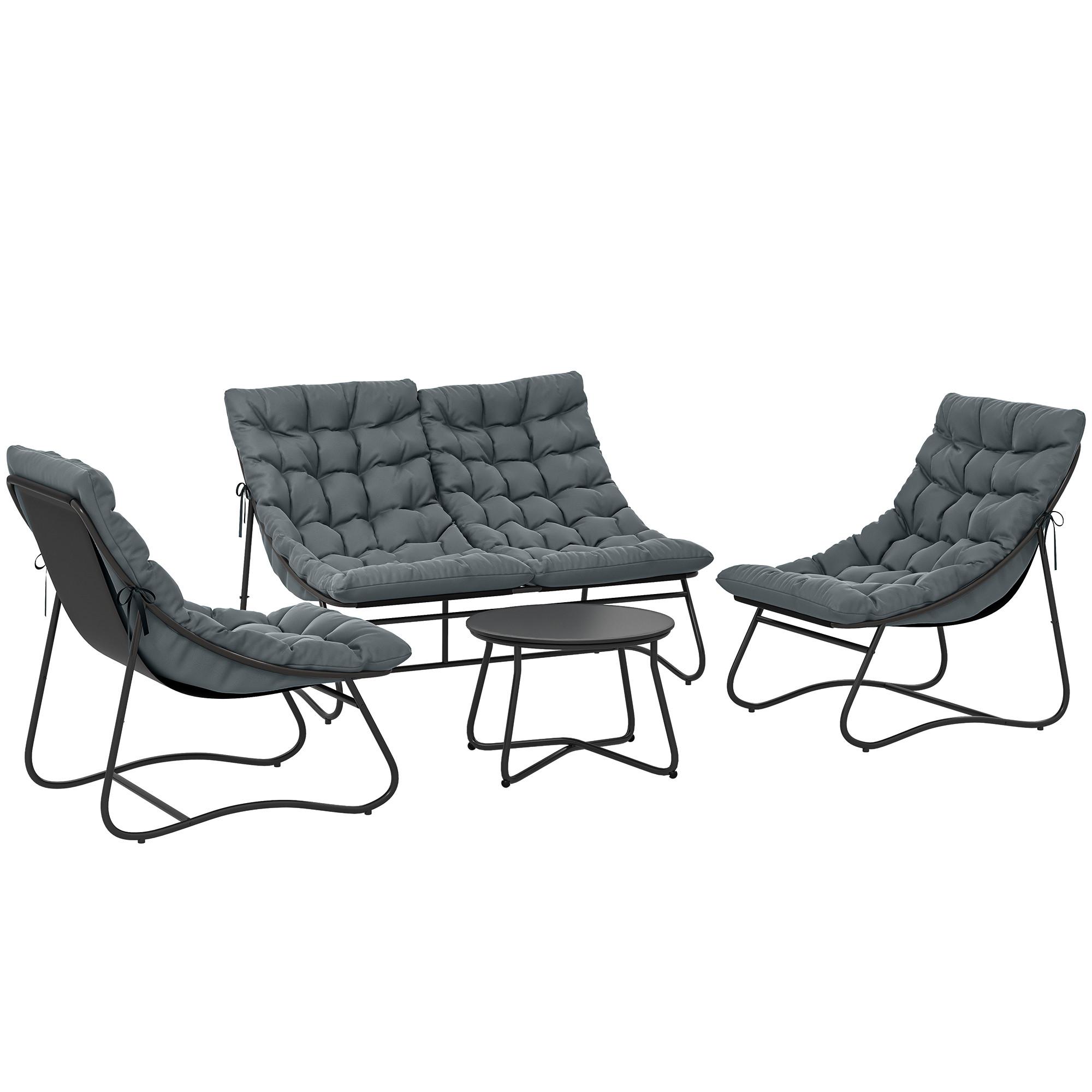 GARTENMÖBEL-SET 4 Personen Grau - Grau, Metall - Outsunny