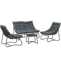 GARTENMÖBEL-SET 4 Personen Grau - Grau, Metall - Outsunny