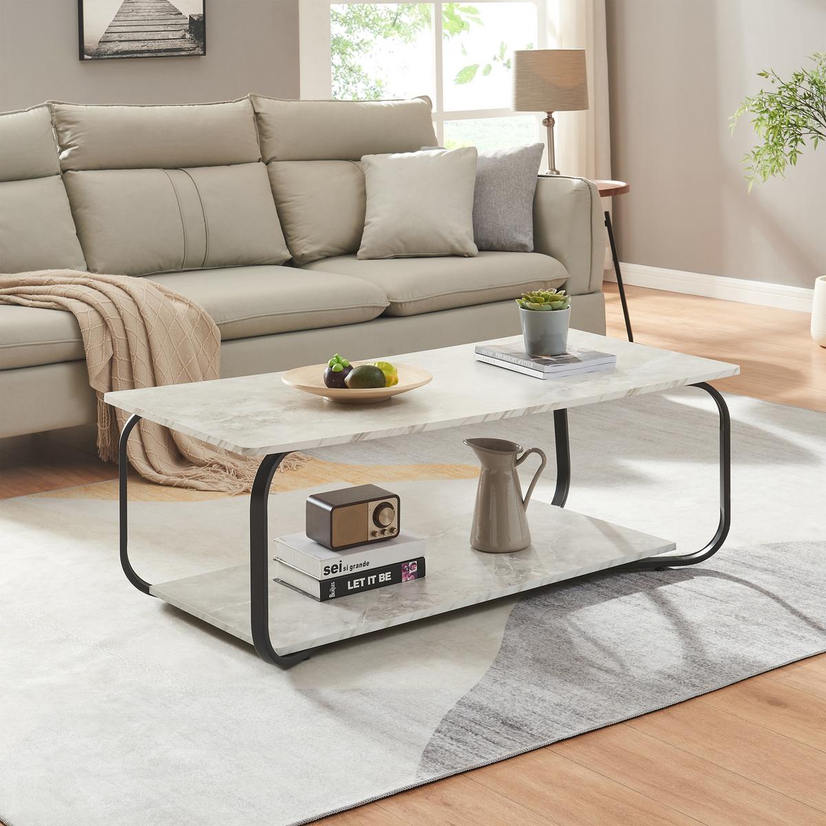 COUCHTISCH Kolta 120/60/43 cm - Weiß, Holzwerkstoff/Metall (60/120/43cm) - [en.casa]