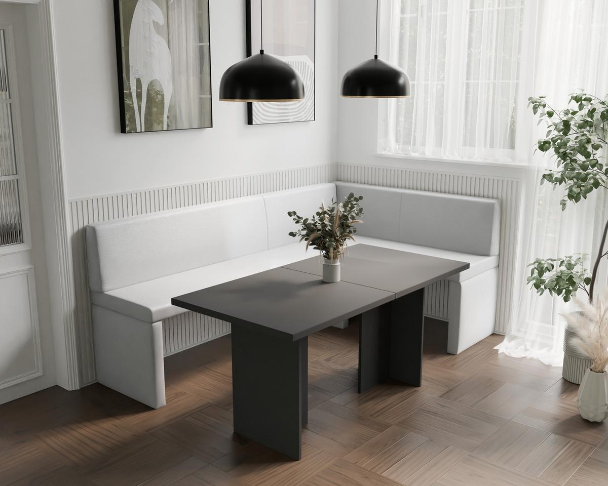 ECKBANK rechts OWEN Kunstleder, 142/196 cm Weiß - Weiß, Holz/Kunststoff (142/196cm) - Idohome