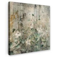 LEINWANDBILD Blumen - Blätter - Abstrakt - Modern Deko Groß 90x90 cm - Grau, Textil (90/90cm) - MuchoWow