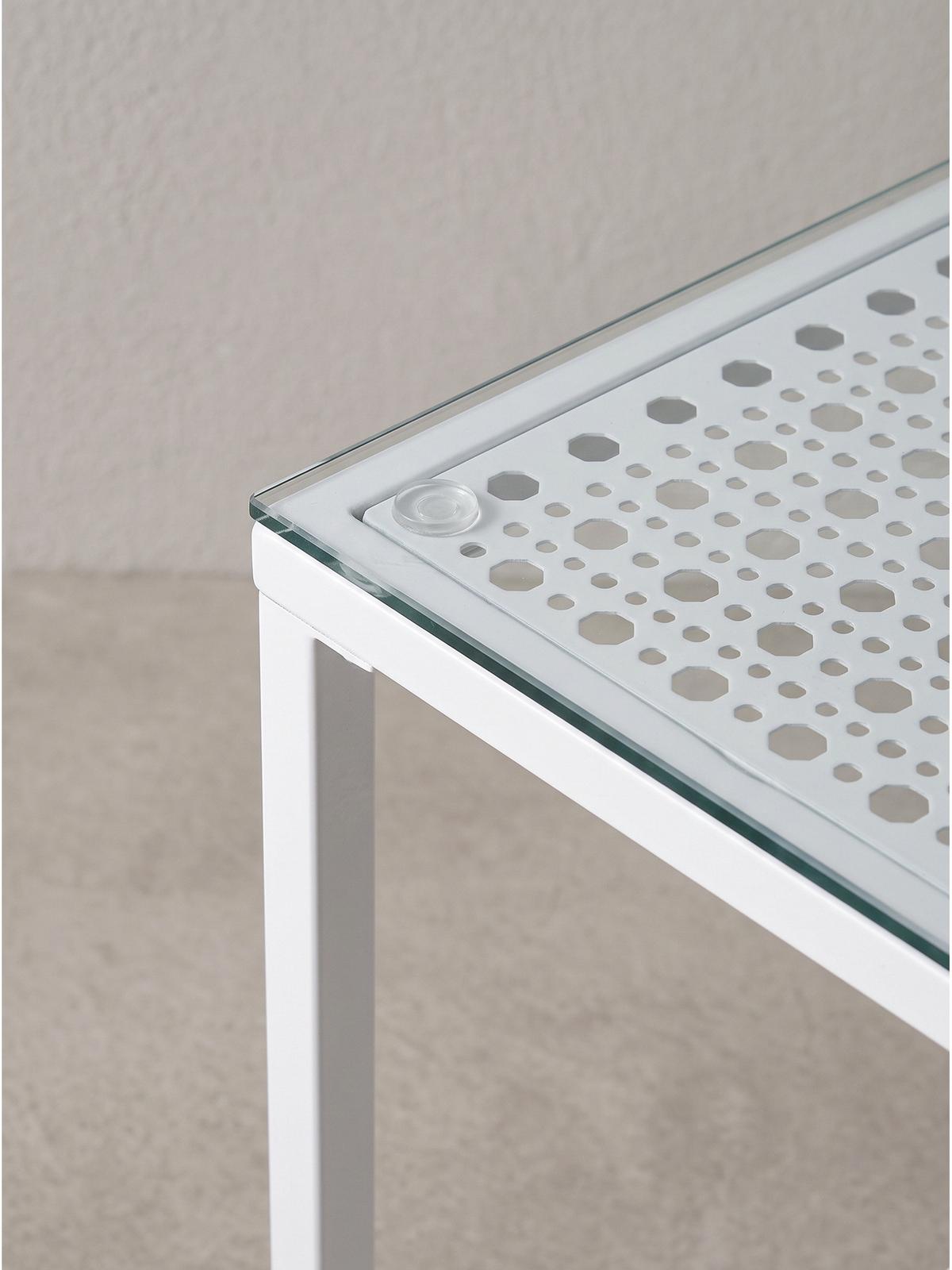 SOFATISCHE 2er-Set ALCUDIA, Einscheibensicherheitsglas, Weiß, 100 x 40 x 35 cm - Weiß, Glas/Metall (40/100/35cm) - KADIMA DESIGN