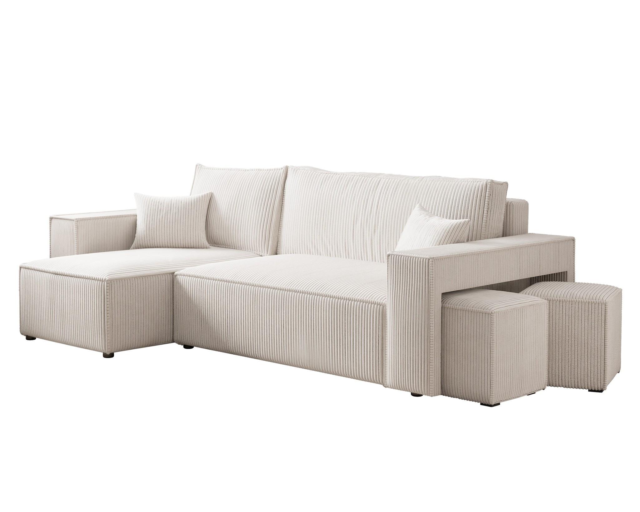 ECKSOFA Adara Inkl. Hocker - Weiß, Holzwerkstoff/Textil (262/145cm) - Fun Möbel