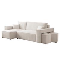 ECKSOFA Adara Inkl. Hocker - Weiß, Holzwerkstoff/Textil (262/145cm) - Fun Möbel