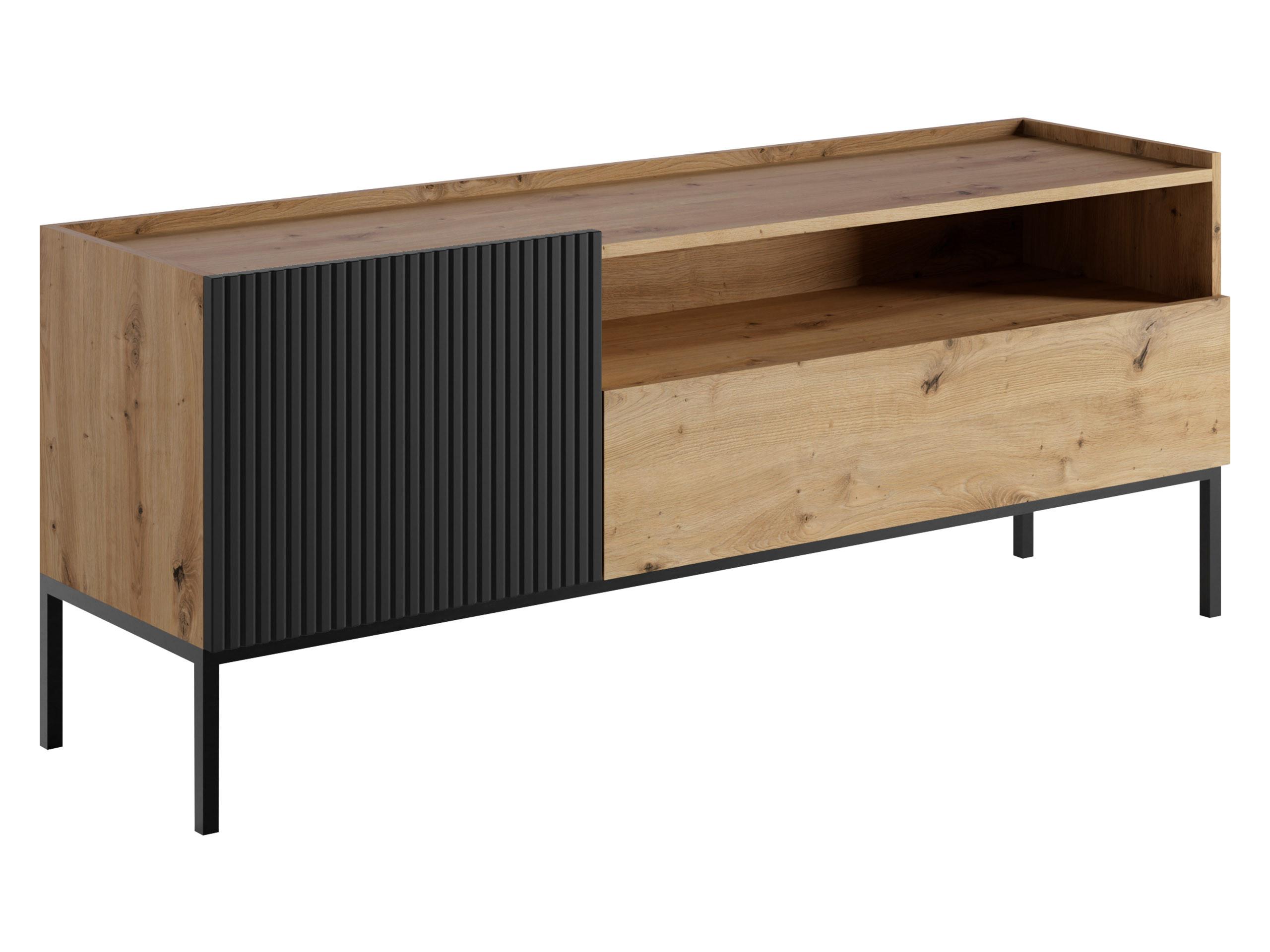 TV-ELEMENT Como 150 1D1SZ - Schwarz/Eiche Artisan, Holzwerkstoff/Metall (150/60/42cm) - MIRJAN24