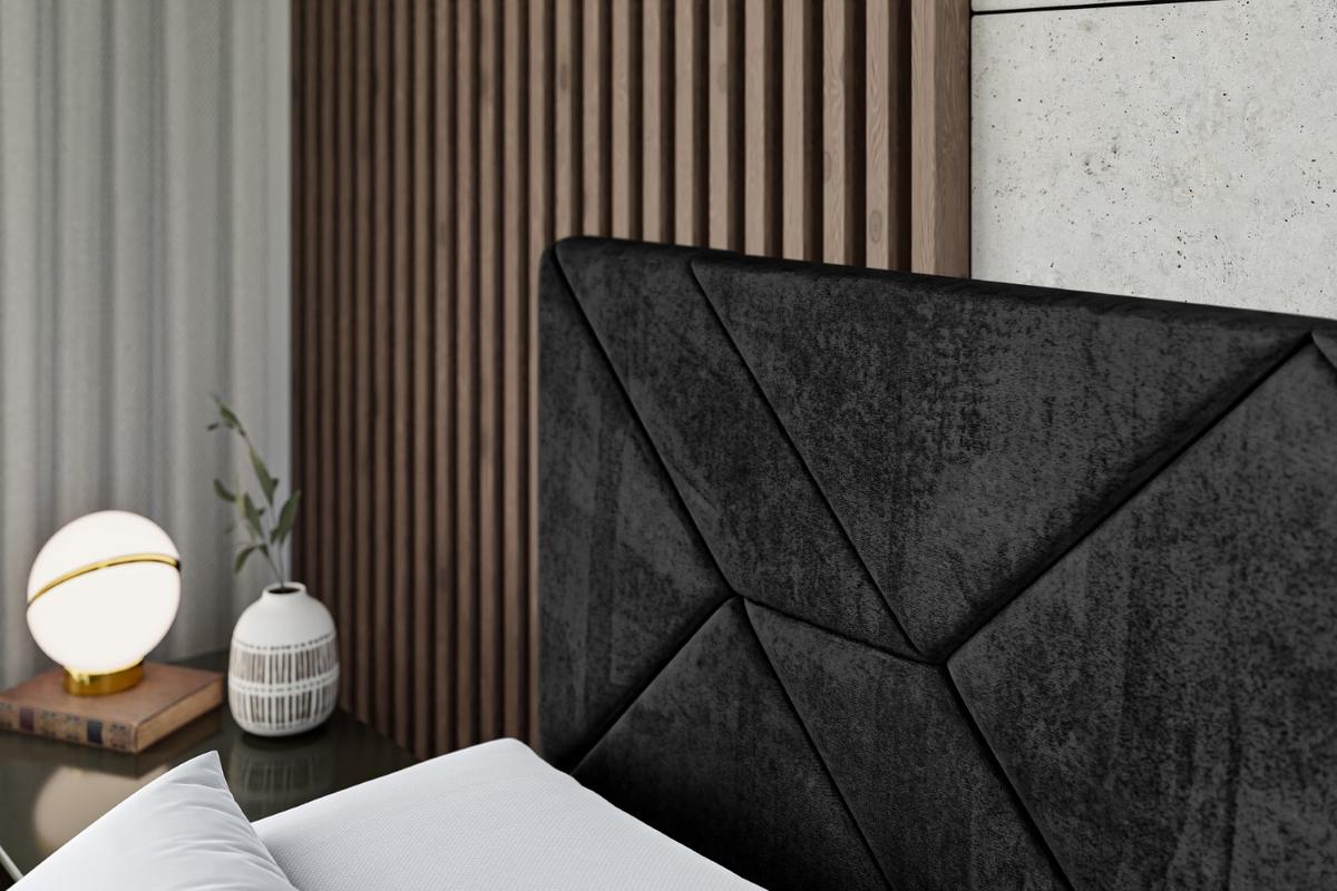 BOXBETT mit Matratze H4 und Lattenrost - BARWA - 140 x 200 - H4 - Schwarz - Schwarz, Holzwerkstoff (140/200cm) - ALTDECOR