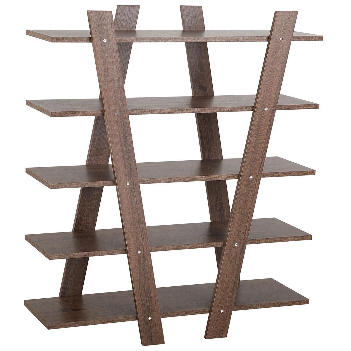 BÜCHERREGAL 5 Fächer Escalante - Dunkelbraun, Holzwerkstoff (100/116/33cm) - Beliani