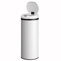 MÜLLEIMER rund 50L weiß mit Sensor - Weiß, Metall (31/77/31cm) - Juskys