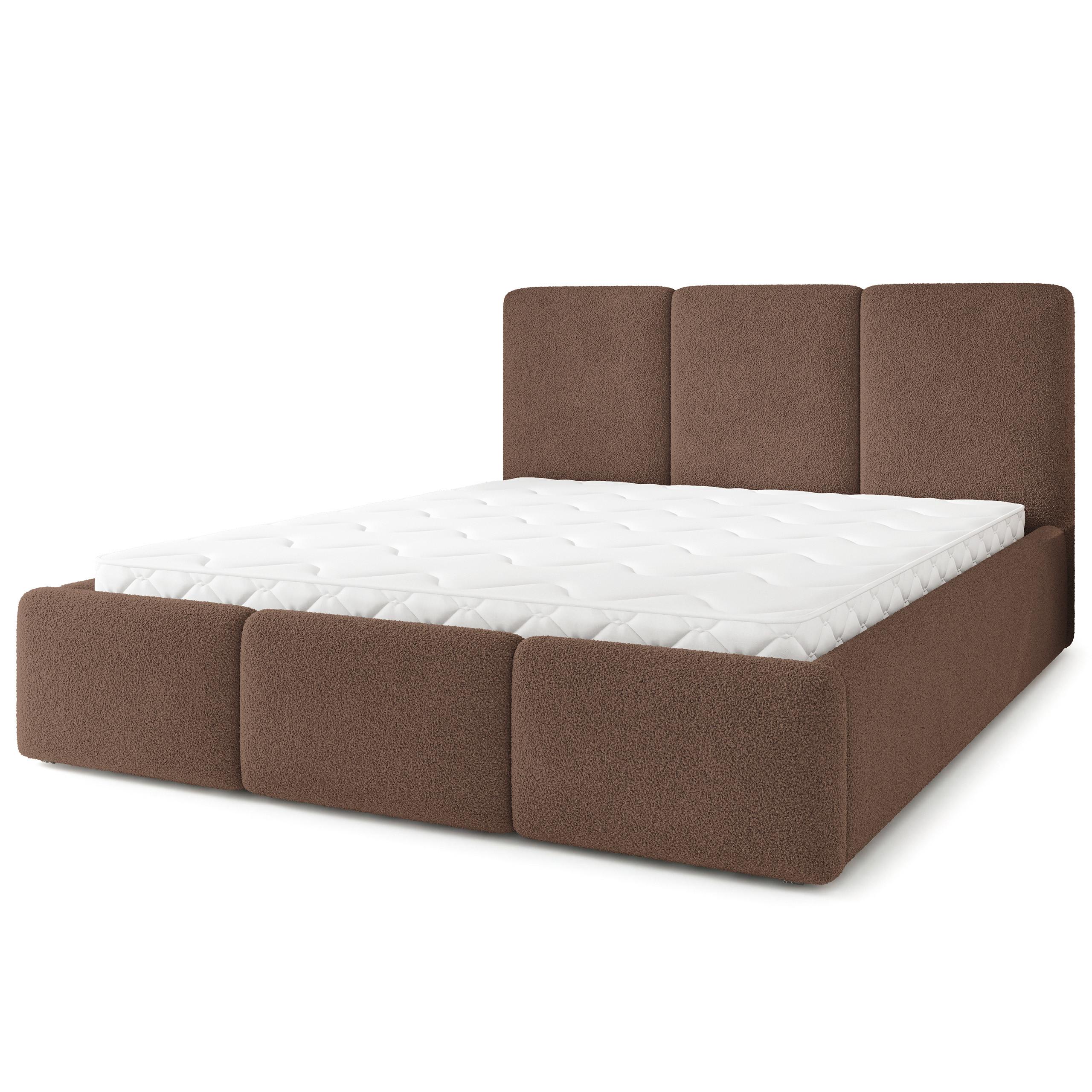 POLSTERBETT MORENA Q 140x200 cm mit Bettkästen - Braun - Braun, Holz (140/200cm) - MASSENO