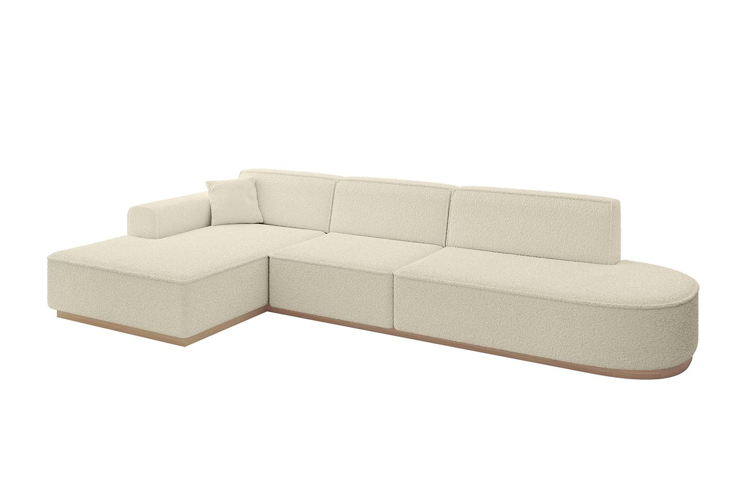 ECKSOFA Ottomane Links IREA-L2 - 327x165x80 cm Beige - Hellbraun/Creme, Holzwerkstoff/Textil (327/165cm) - ALTDECOR