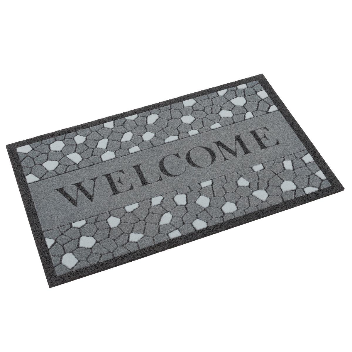 IN & OUTDOOR FUSSMATTE RUBBER FLOCK WELCOME - Schwarz, Textil (50/80cm) - Pergamon