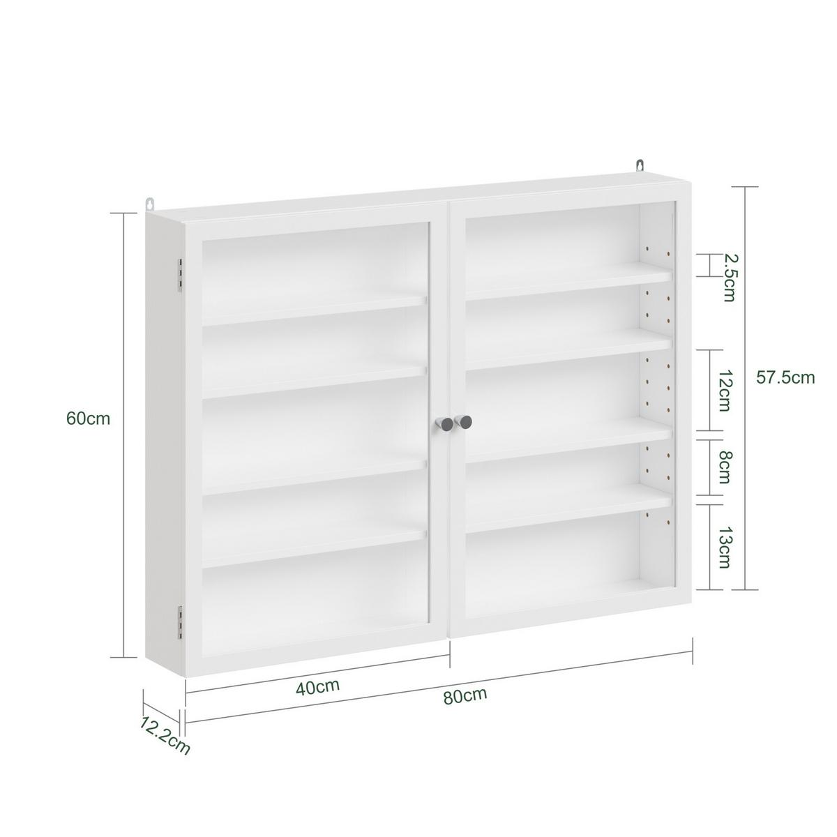 WANDSCHRANK zur Sammlungspräsentation FSB113-W - Ahornfarben/Weiß, Fell/Metall (80/60/12.2cm) - SoBuy