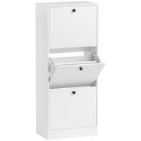 SCHUHSCHRANK mit 3 Klappen, 47 x 28 x 115 cm, Weiß - Weiß, Holzwerkstoff (28/115/47cm) - HOMCOM